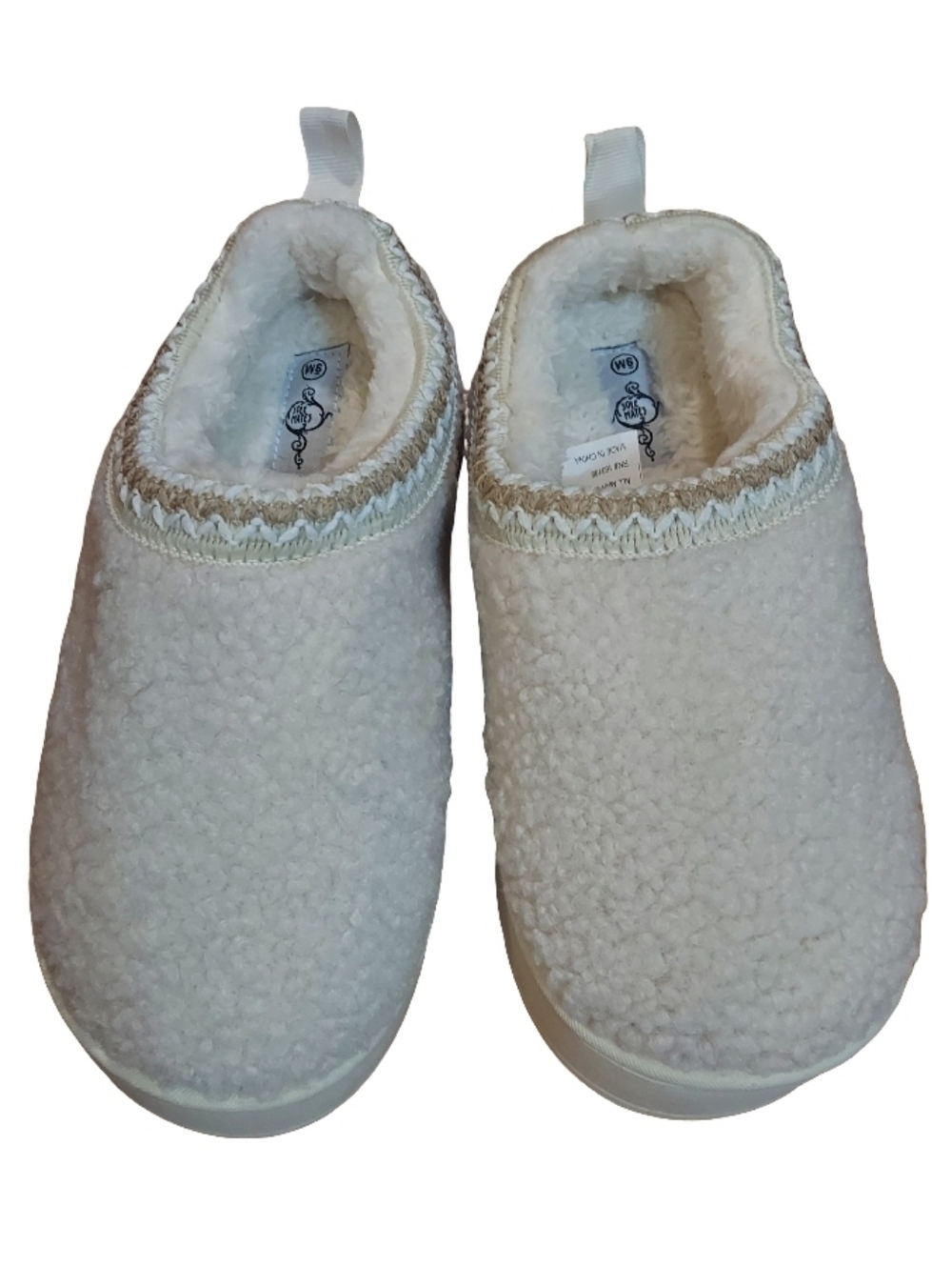 Sole Mates Sherpa Platform Slipper/Clog In Cream
